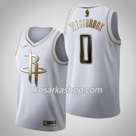 Dres Houston Rockets Russell Westbrook 0 Nike 2019-20 Bijela Golden Edition Swingman
